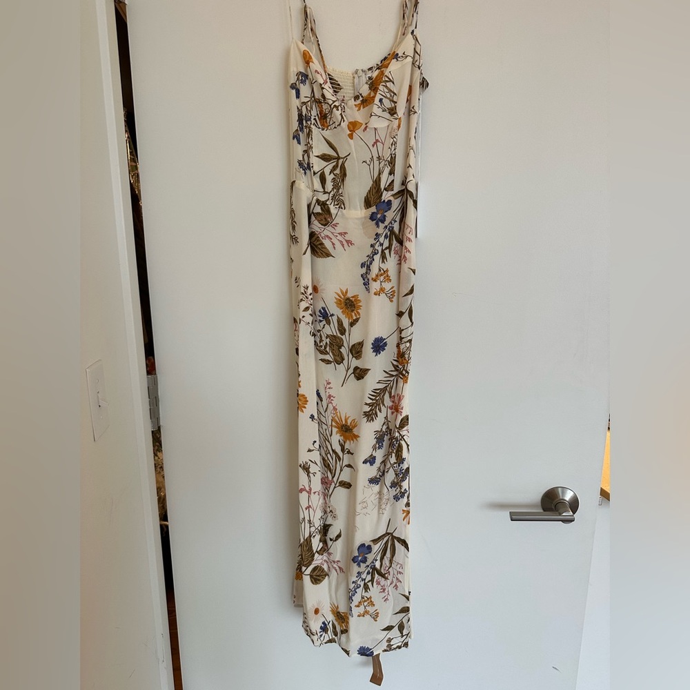 Reformation Floral Midi Dress - Cream, Blue, Yellow